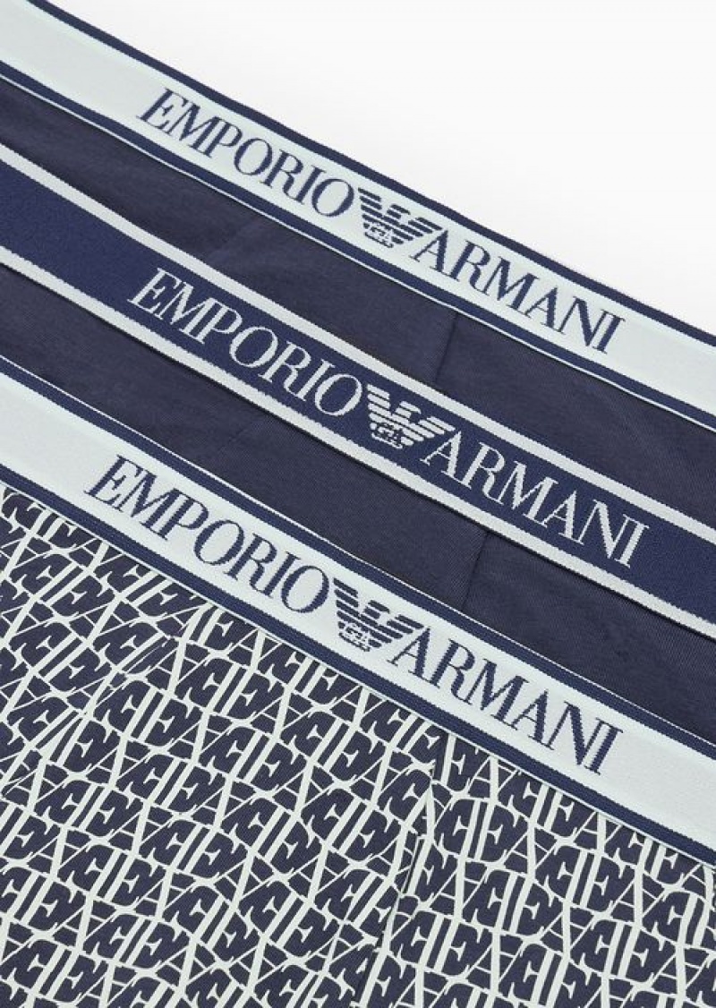 Navy Blue Emporio Armani Three-pack Of Boxer Briefs With Core Logo Waistband | EA-SN58802