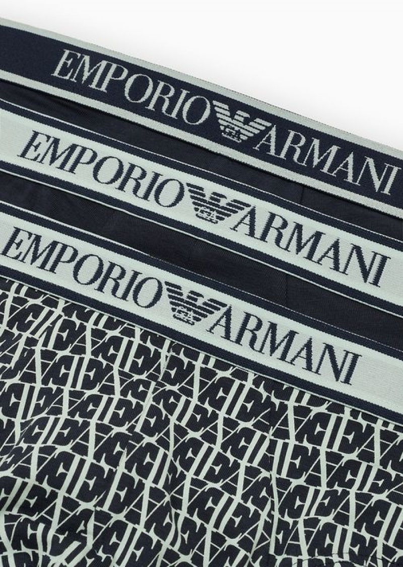 Navy Blue Emporio Armani Three-pack Of Briefs With Core Logo Waistband | EA-SN58831