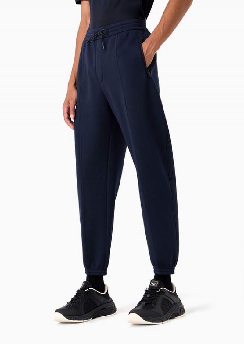 Navy Blue Emporio Armani Travel Essentials Modal Joggers | EA-SN58288