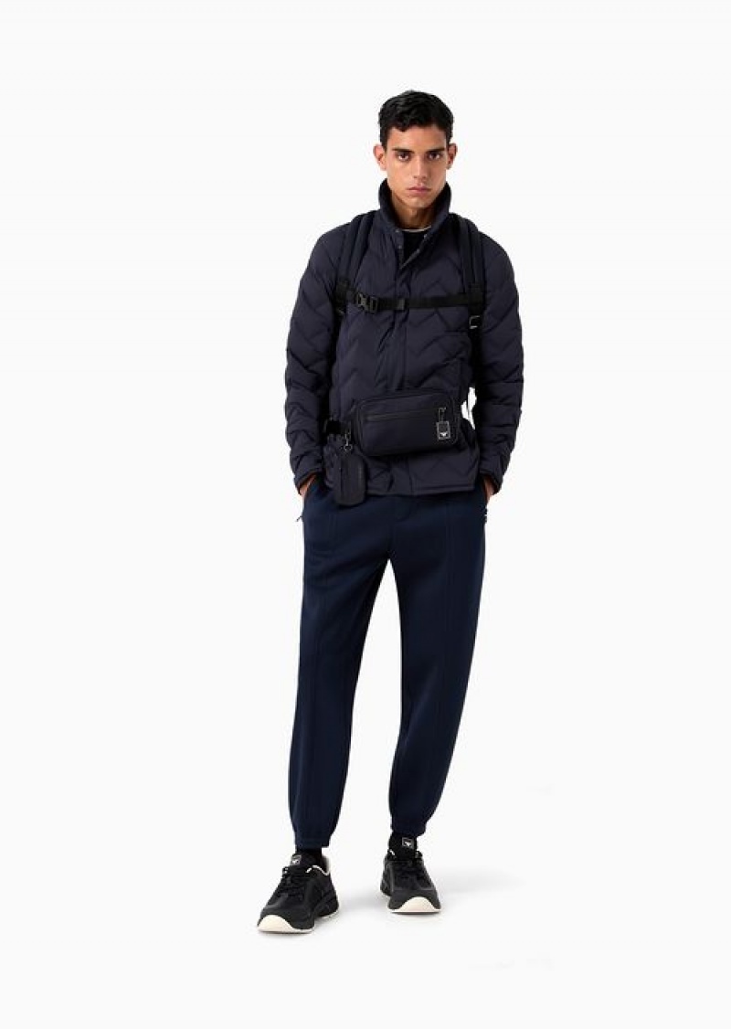 Navy Blue Emporio Armani Travel Essentials Modal Joggers | EA-SN58288