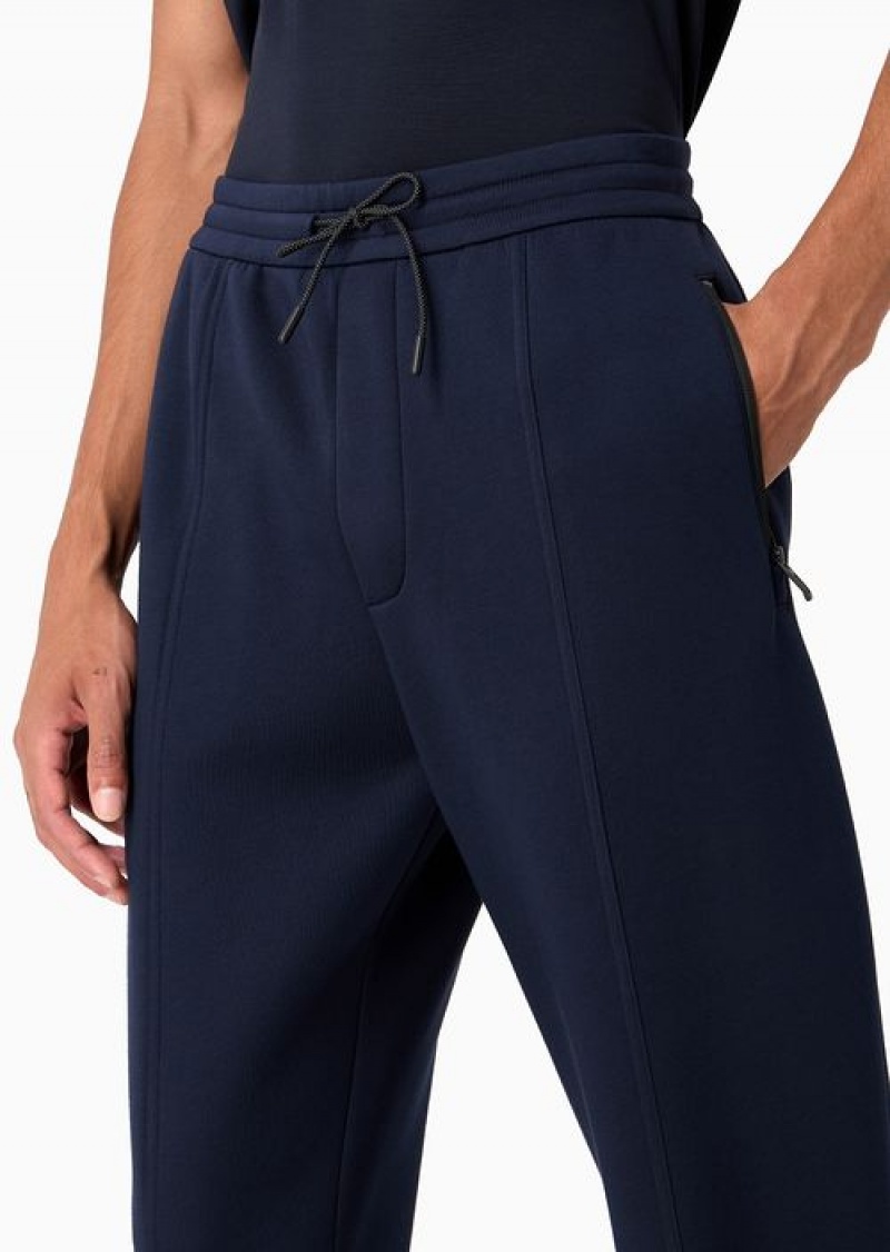 Navy Blue Emporio Armani Travel Essentials Modal Joggers | EA-SN58288