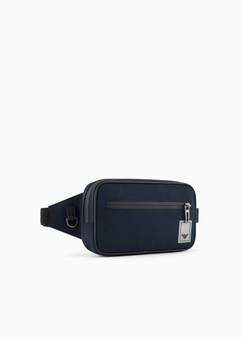 Navy Blue Emporio Armani Travel Essentials Nylon Belt Bag | EA-SN59033