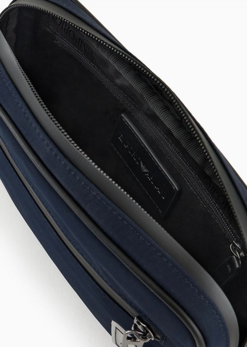 Navy Blue Emporio Armani Travel Essentials Nylon Belt Bag | EA-SN59033