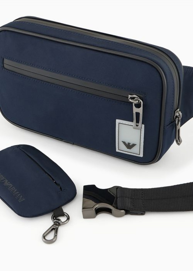 Navy Blue Emporio Armani Travel Essentials Nylon Belt Bag | EA-SN59033