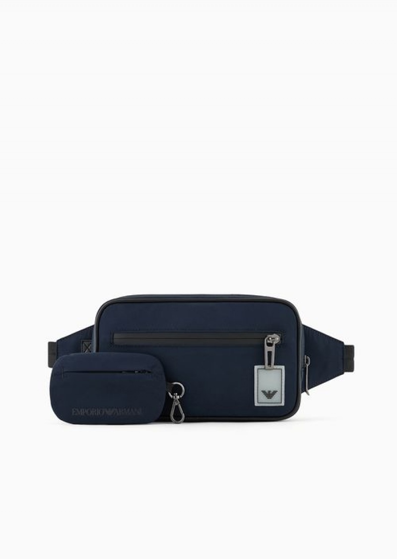 Navy Blue Emporio Armani Travel Essentials Nylon Belt Bag | EA-SN59033