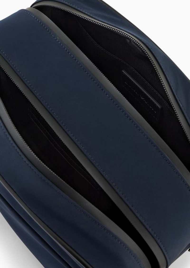 Navy Blue Emporio Armani Travel Essentials Nylon Washbag | EA-SN59255