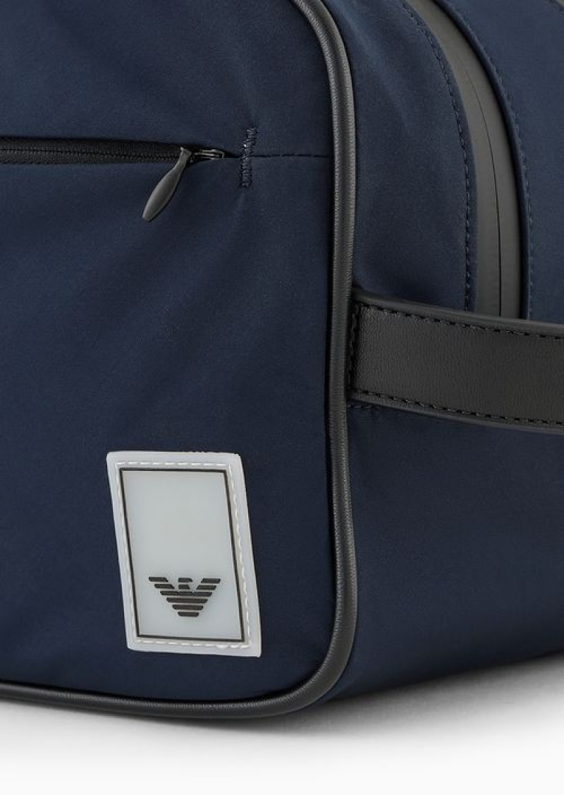 Navy Blue Emporio Armani Travel Essentials Nylon Washbag | EA-SN59255