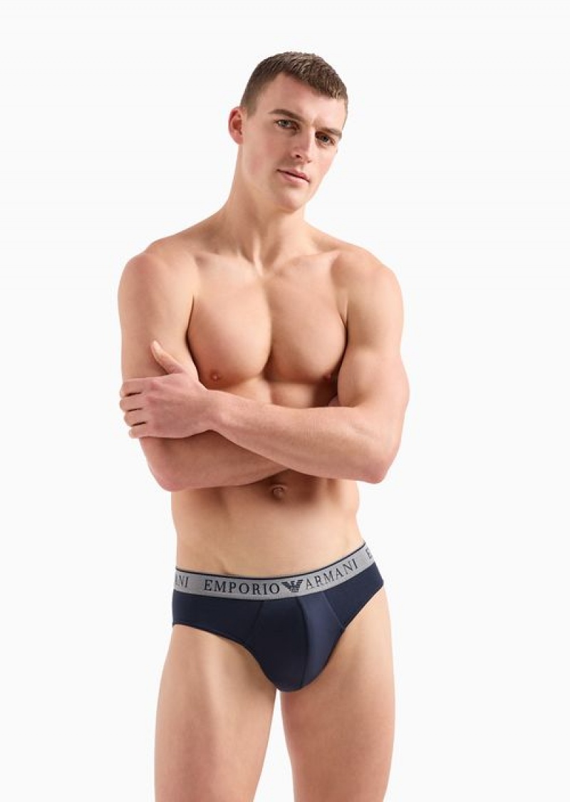 Navy Blue Emporio Armani Two-pack Of Endurance Logo Briefs | EA-SN58827