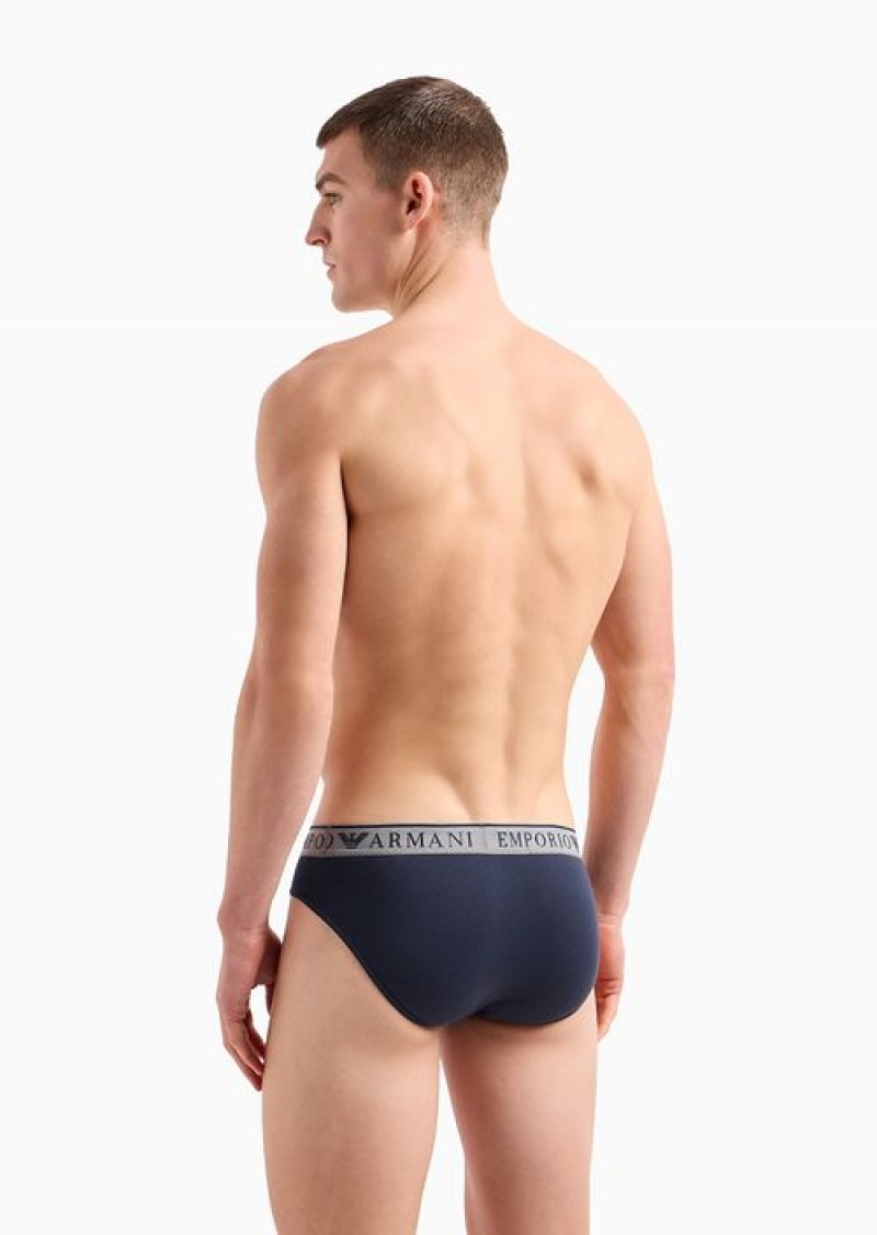 Navy Blue Emporio Armani Two-pack Of Endurance Logo Briefs | EA-SN58827