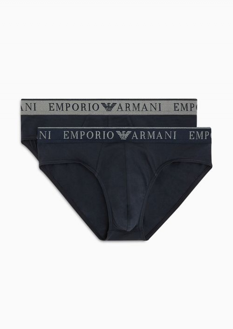 Navy Blue Emporio Armani Two-pack Of Endurance Logo Briefs | EA-SN58827