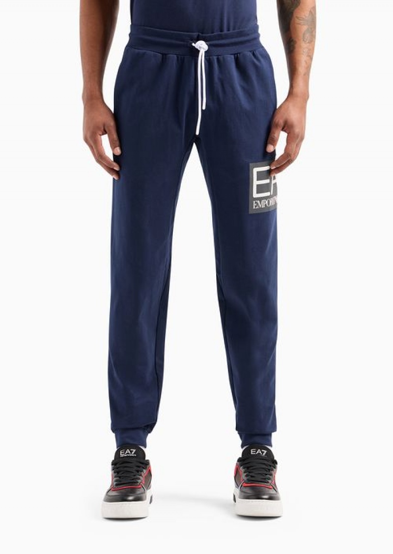 Navy Blue Emporio Armani Visibility Cotton Joggers | EA7-SN59860