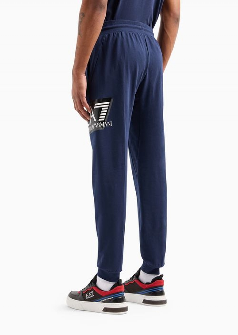 Navy Blue Emporio Armani Visibility Cotton Joggers | EA7-SN59860