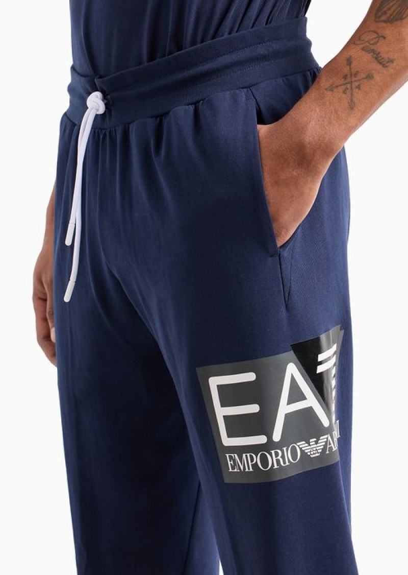 Navy Blue Emporio Armani Visibility Cotton Joggers | EA7-SN59860