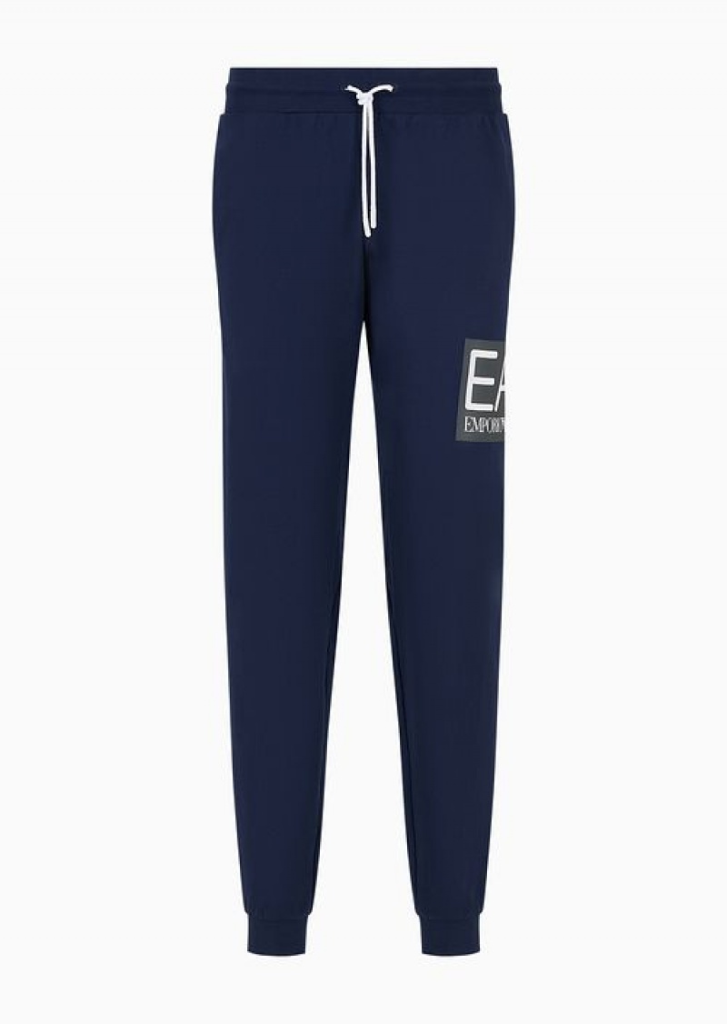 Navy Blue Emporio Armani Visibility Cotton Joggers | EA7-SN59860