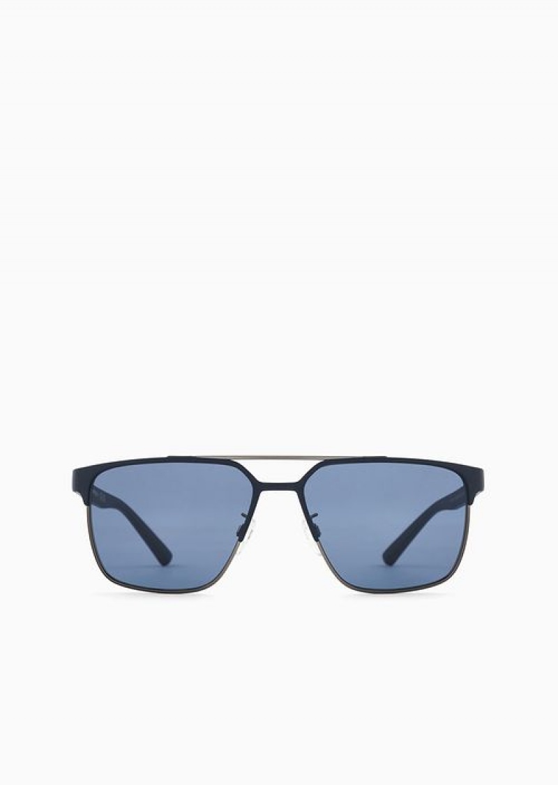 Navy Emporio Armani Men’s Square Sunglasses | EA-SN59423