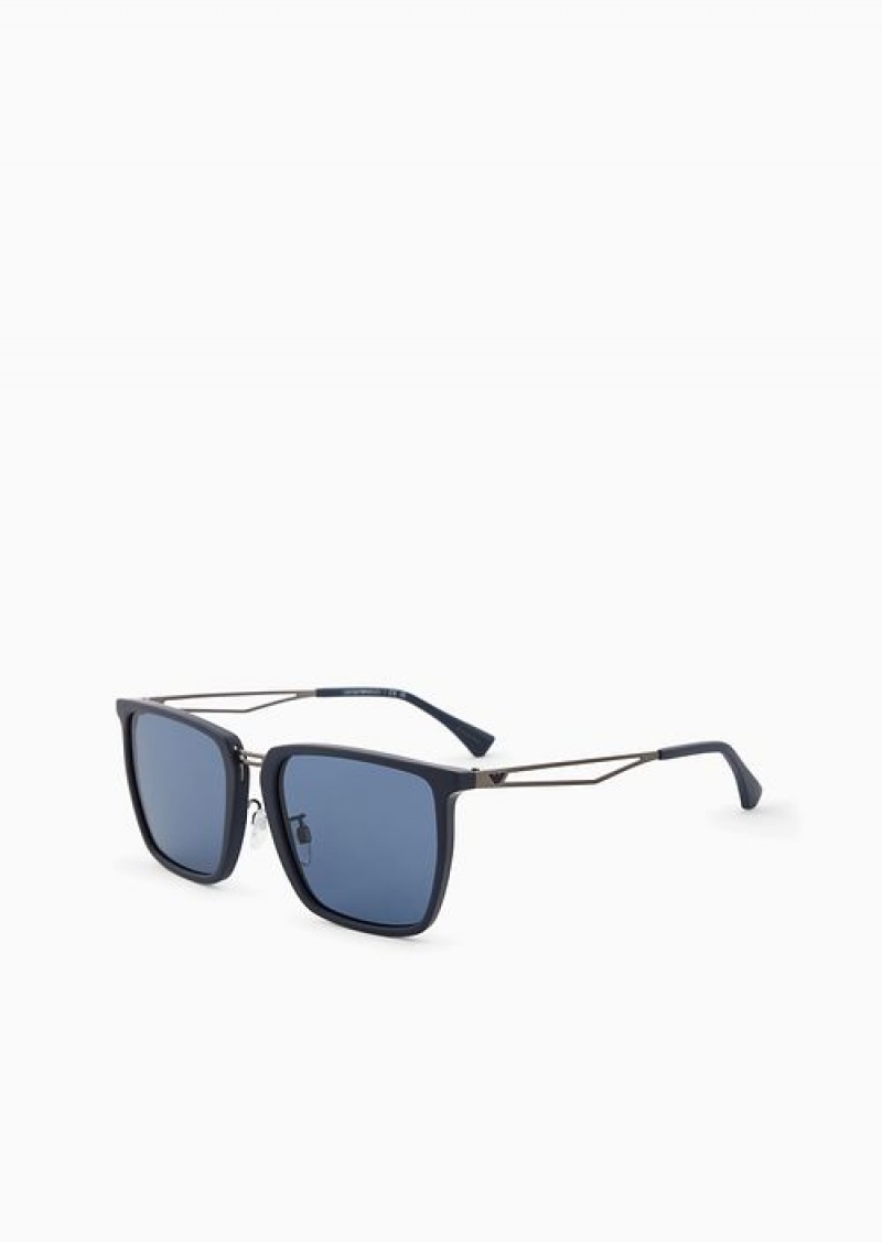 Navy Emporio Armani Men’s Square Sunglasses | EA-SN59429