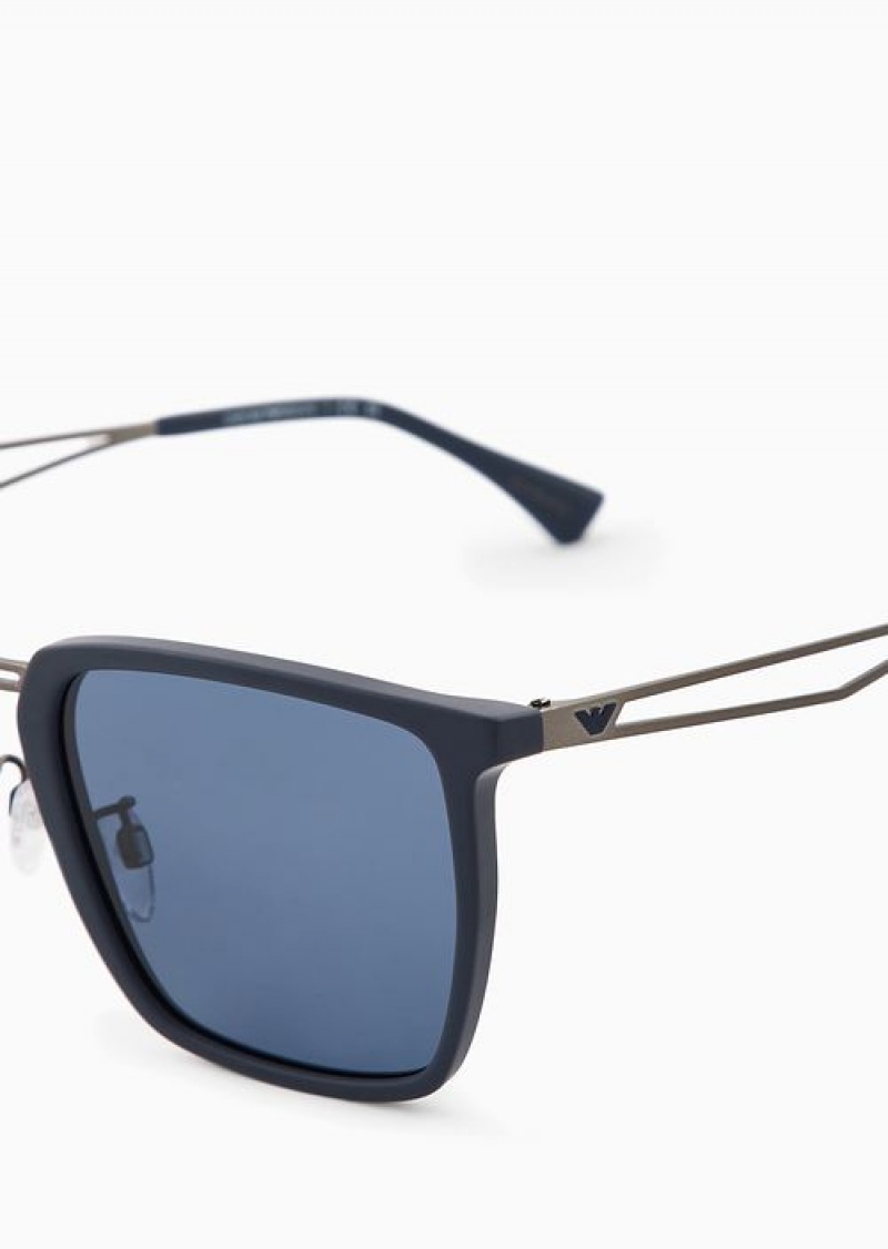 Navy Emporio Armani Men’s Square Sunglasses | EA-SN59429