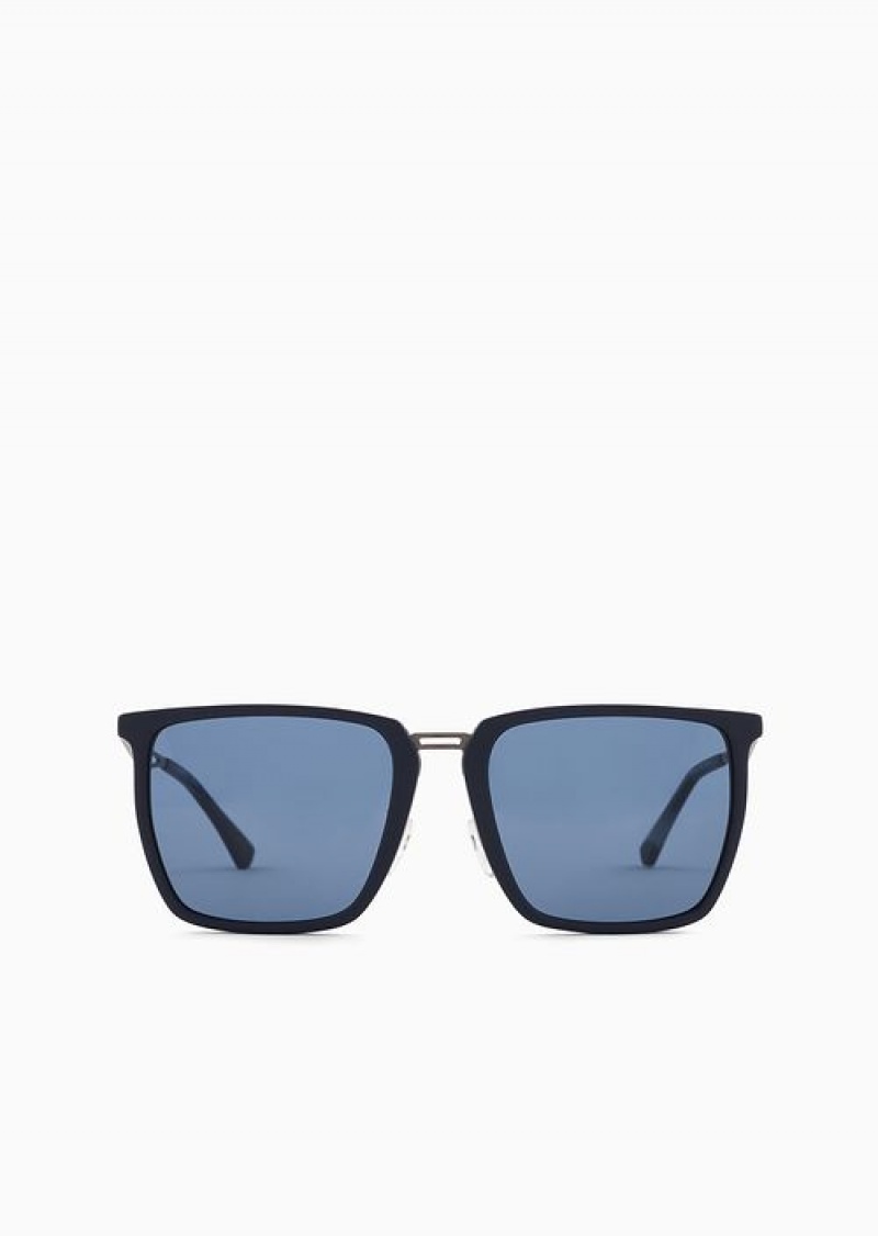 Navy Emporio Armani Men’s Square Sunglasses | EA-SN59429