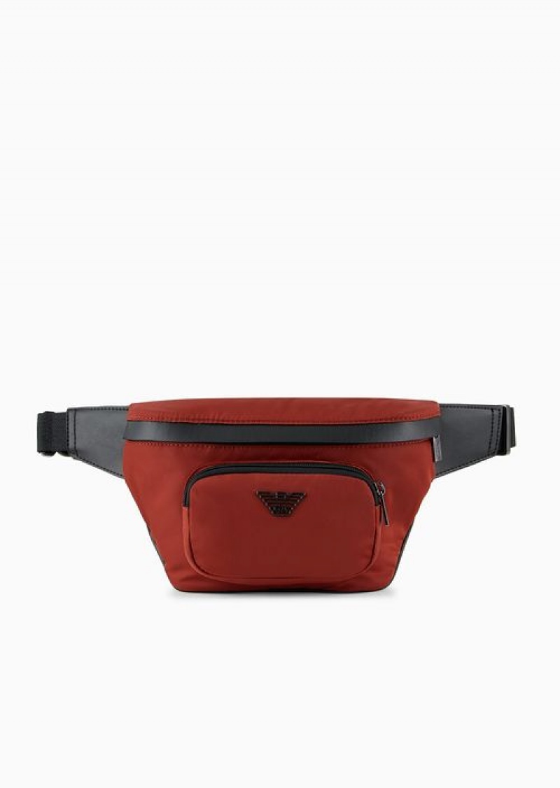 Orange Emporio Armani Asv Recycled Nylon Belt Bag | EA-SN59035