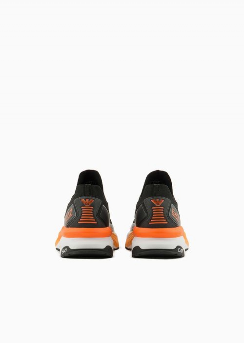 Orange Emporio Armani Crusher Distance Sonic Knit Sneakers | EA7-SN59795