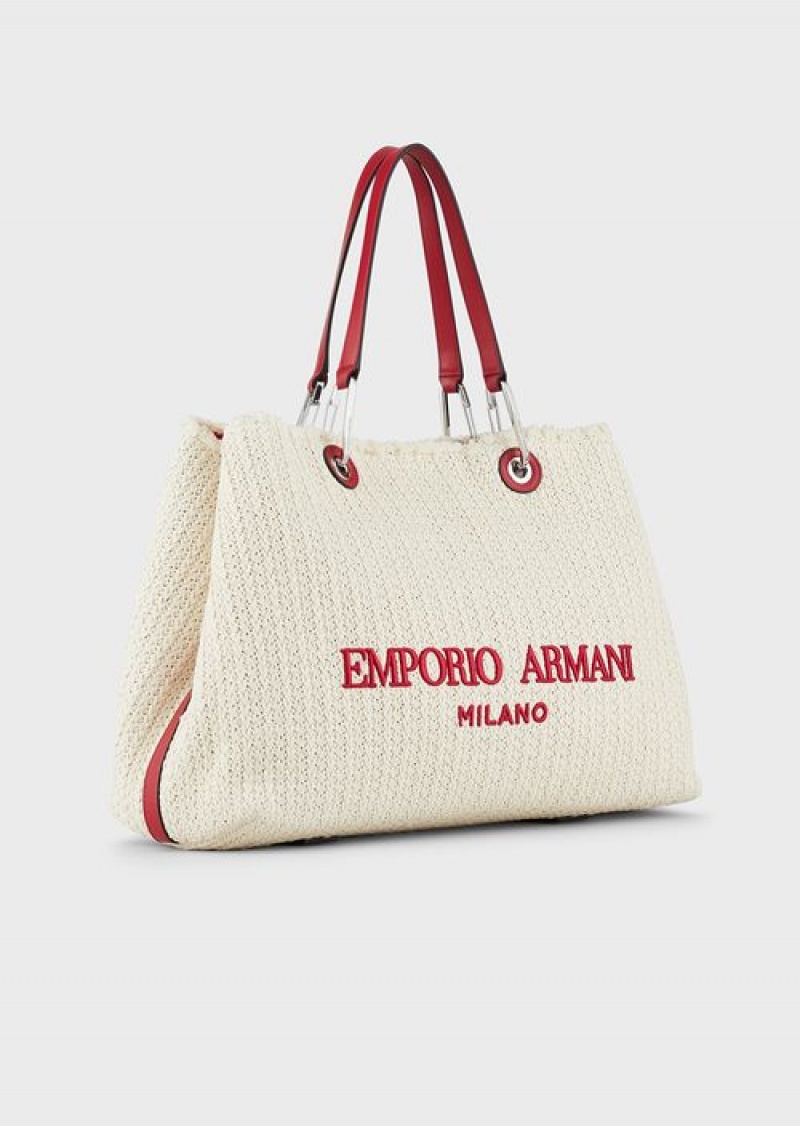 Panna Emporio Armani Large, Straw Myea Resort Shopper Bag | EA-SN57249