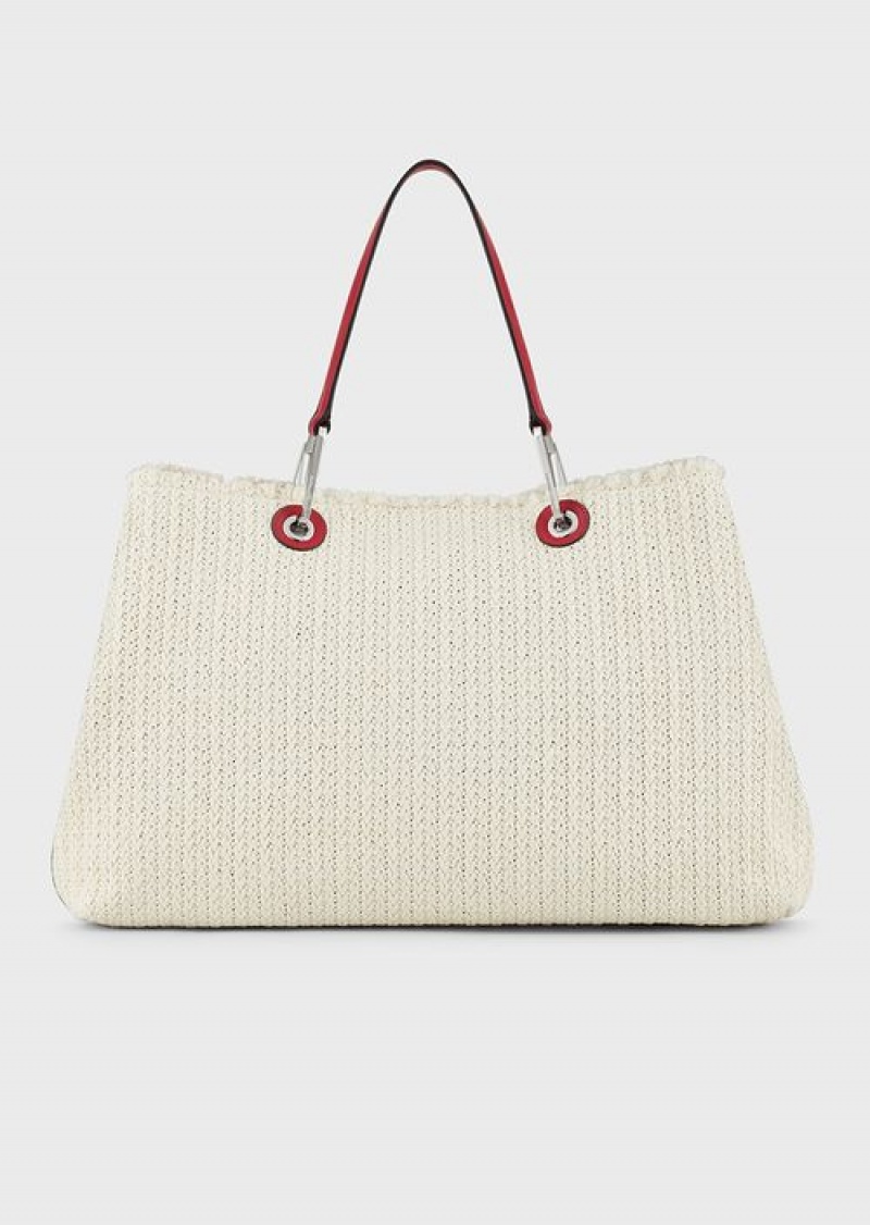 Panna Emporio Armani Large, Straw Myea Resort Shopper Bag | EA-SN57249