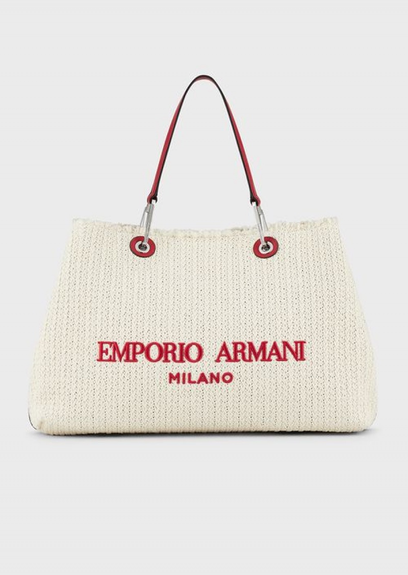 Panna Emporio Armani Large, Straw Myea Resort Shopper Bag | EA-SN57249