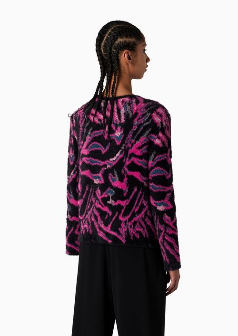 Pattern Emporio Armani All-over Animal-motif Jacquard Fur-effect Fabric Jumper | EA-SN56656