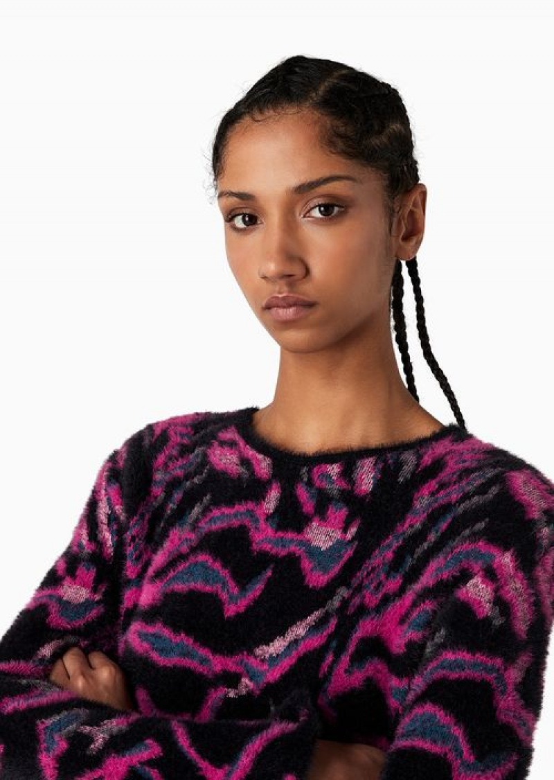 Pattern Emporio Armani All-over Animal-motif Jacquard Fur-effect Fabric Jumper | EA-SN56656