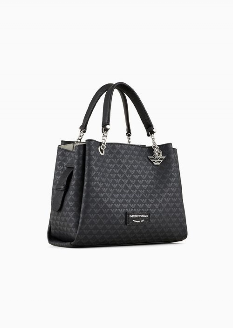 Pattern Emporio Armani All-over Eagle Handbag With Eagle Charm | EA-SN57422