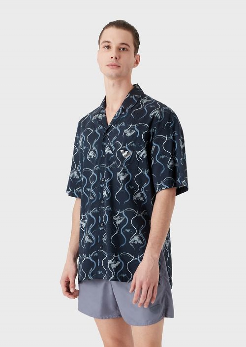 Pattern Emporio Armani Beach Shirt With All-over Graphic Pattern | EA-SN57853