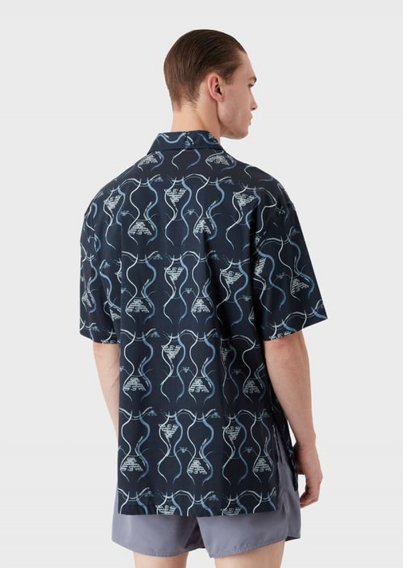 Pattern Emporio Armani Beach Shirt With All-over Graphic Pattern | EA-SN57853