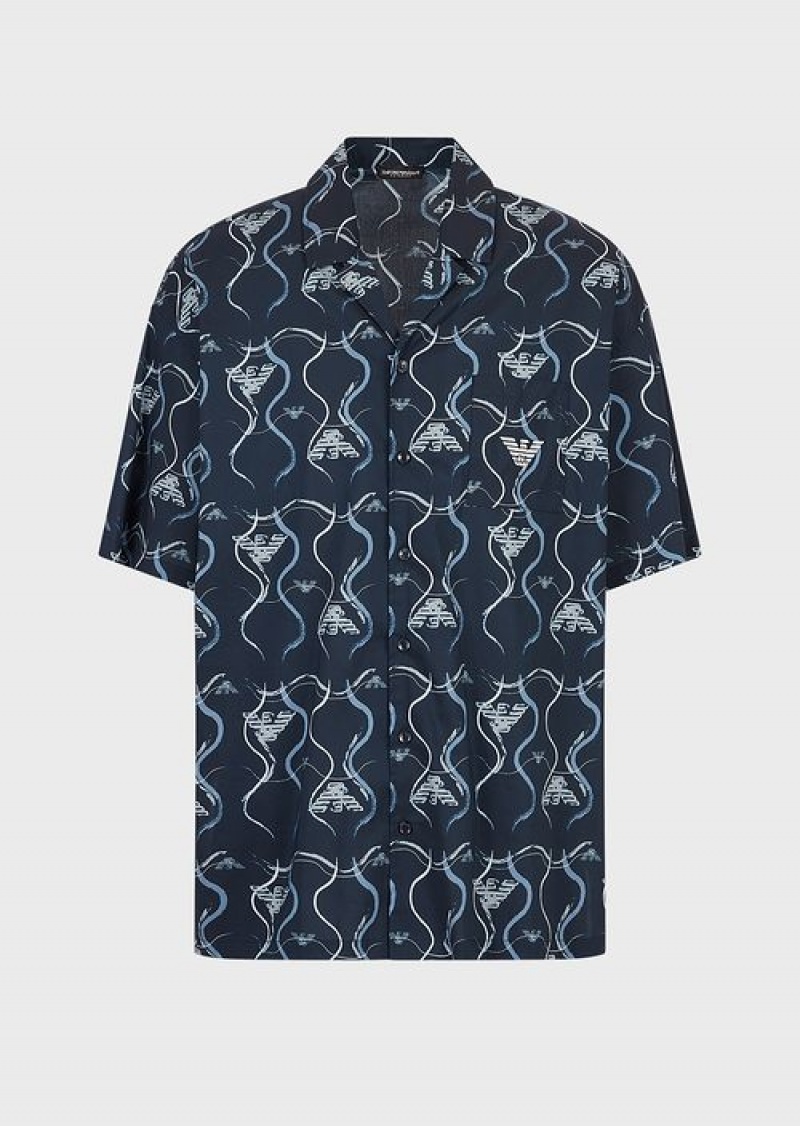 Pattern Emporio Armani Beach Shirt With All-over Graphic Pattern | EA-SN57853