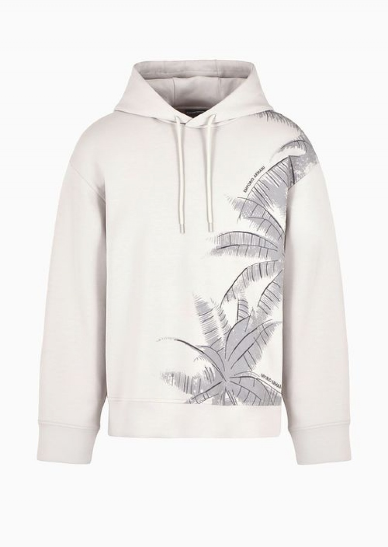 Pattern Emporio Armani Double-jersey Hooded Sweatshirt With A Palm-tree Embroidery And Print | EA-SN58568