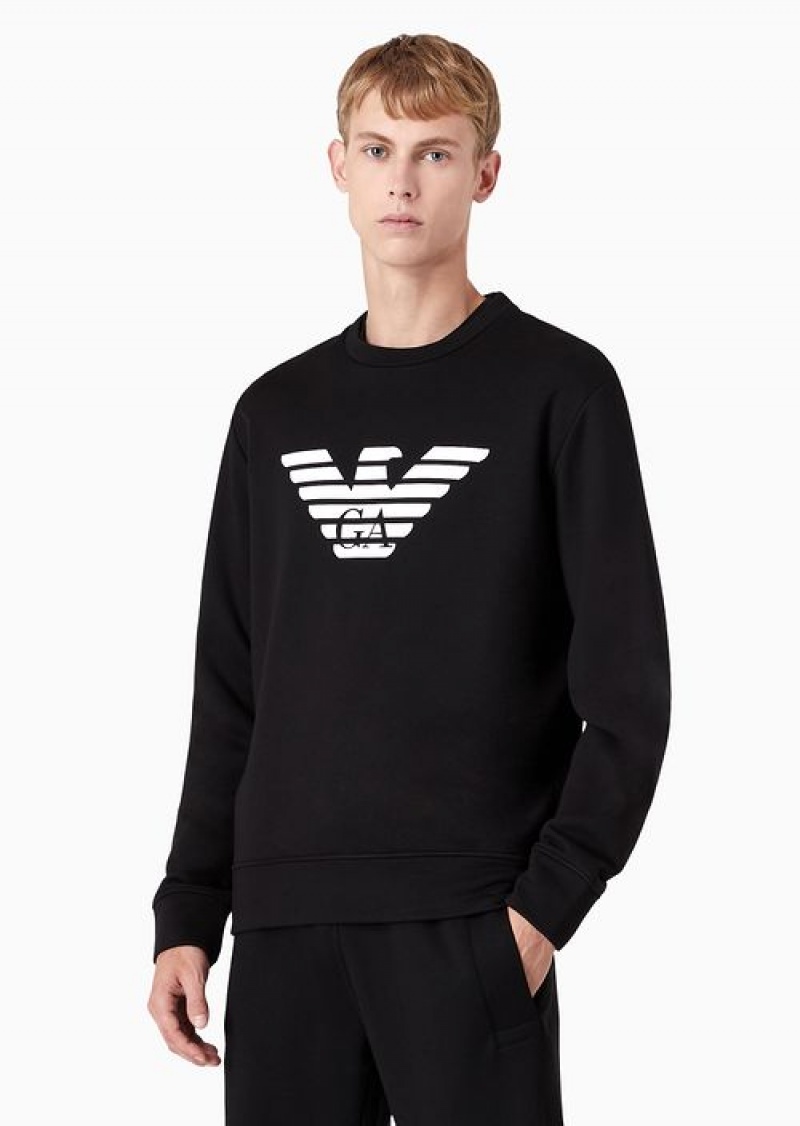 Pattern Emporio Armani Modal-blend Sweatshirt With Logo Print | EA-SN58556