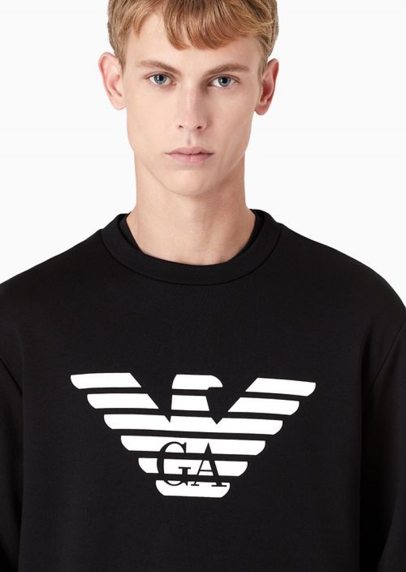 Pattern Emporio Armani Modal-blend Sweatshirt With Logo Print | EA-SN58556