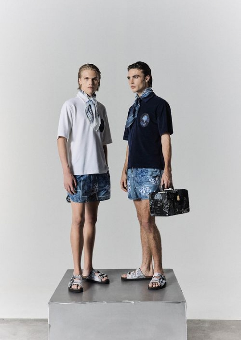 Pattern Emporio Armani Nylon Drawstring Shorts With Resort Capsule Collection All-over Print | EA-SN58299