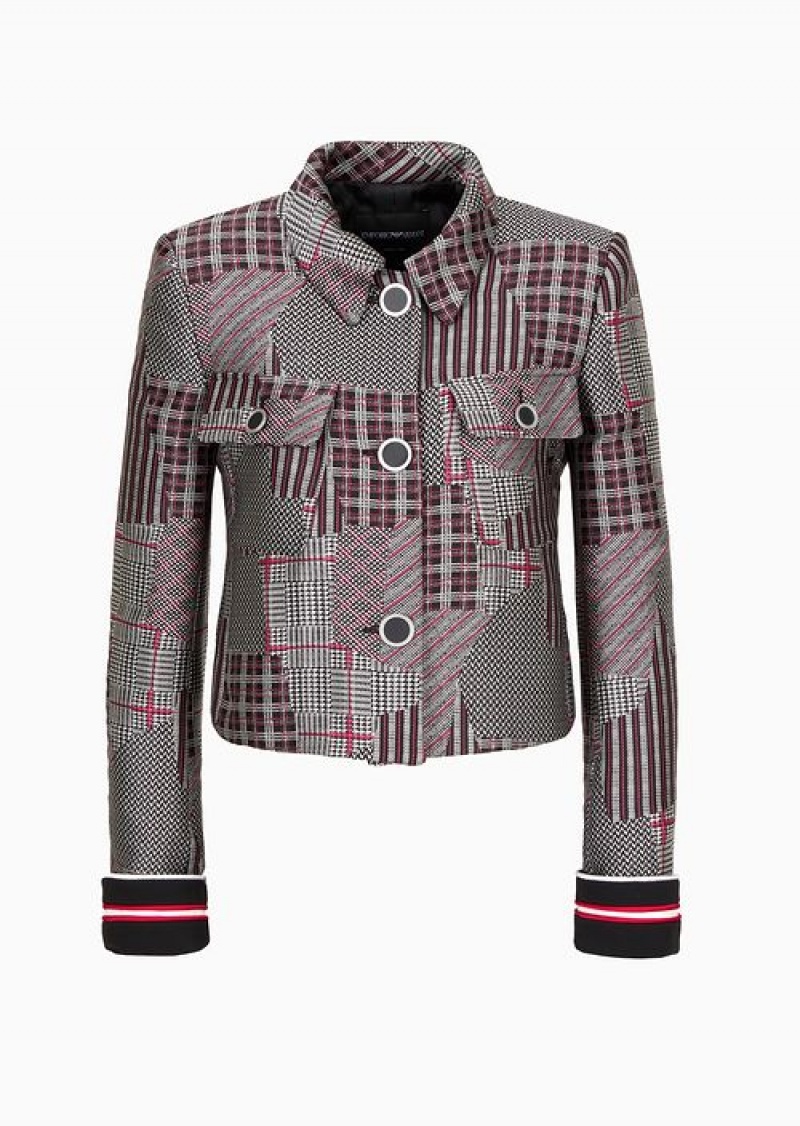 Pattern Emporio Armani Patchwork-effect Geometric Jacquard Jacket | EA-SN56420