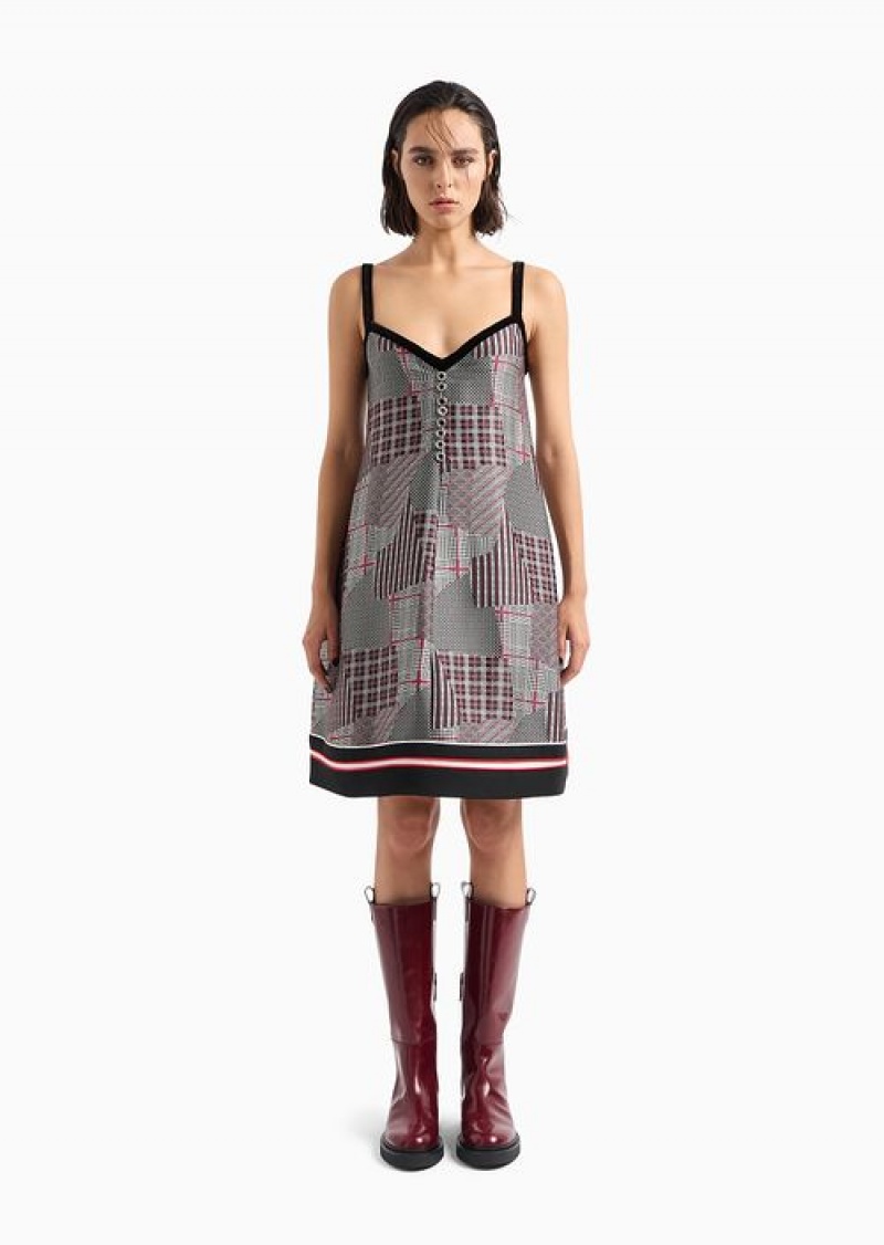 Pattern Emporio Armani Patchwork-effect Geometric Jacquard Flared Dress | EA-SN56492