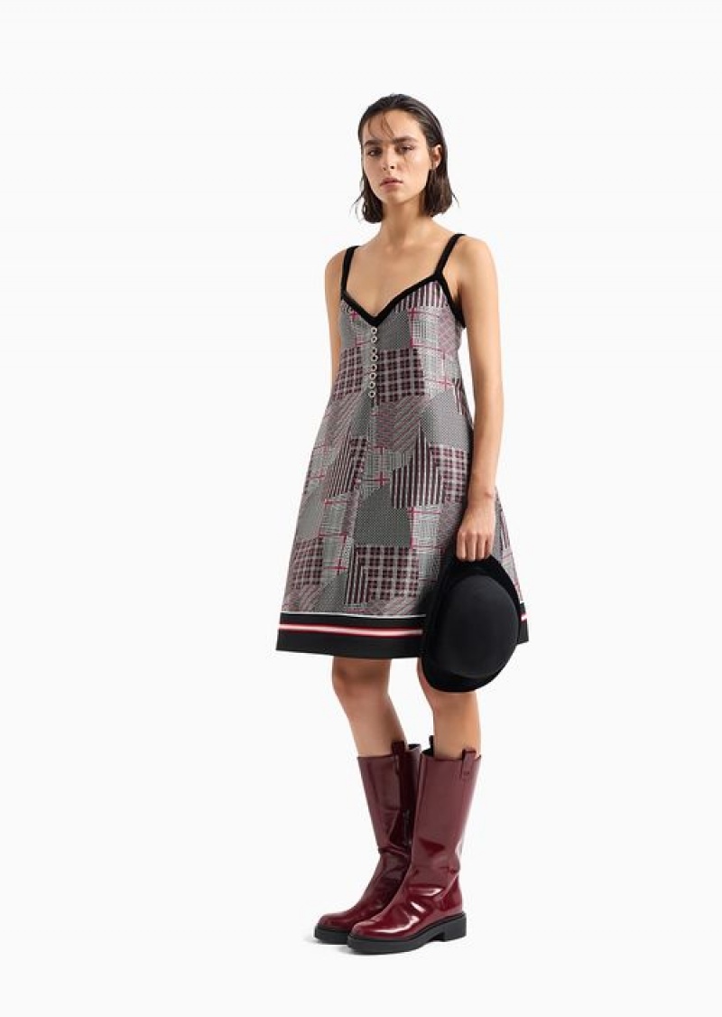 Pattern Emporio Armani Patchwork-effect Geometric Jacquard Flared Dress | EA-SN56492