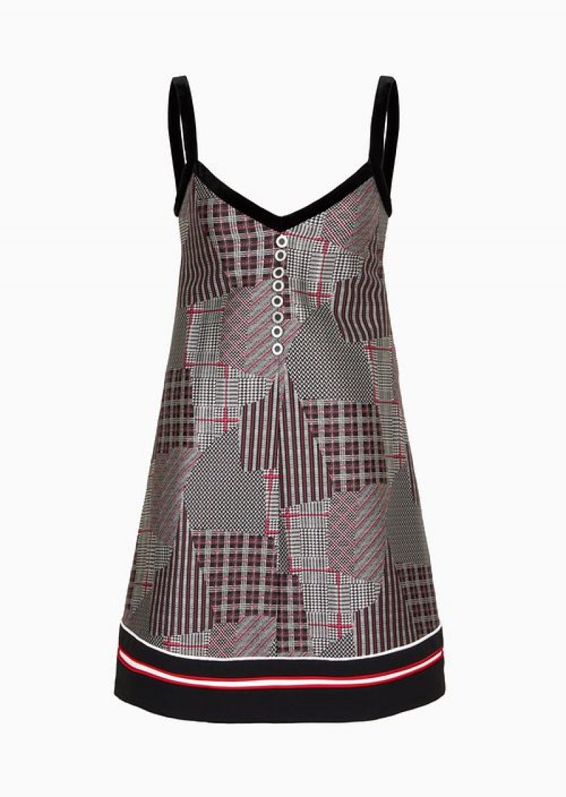 Pattern Emporio Armani Patchwork-effect Geometric Jacquard Flared Dress | EA-SN56492