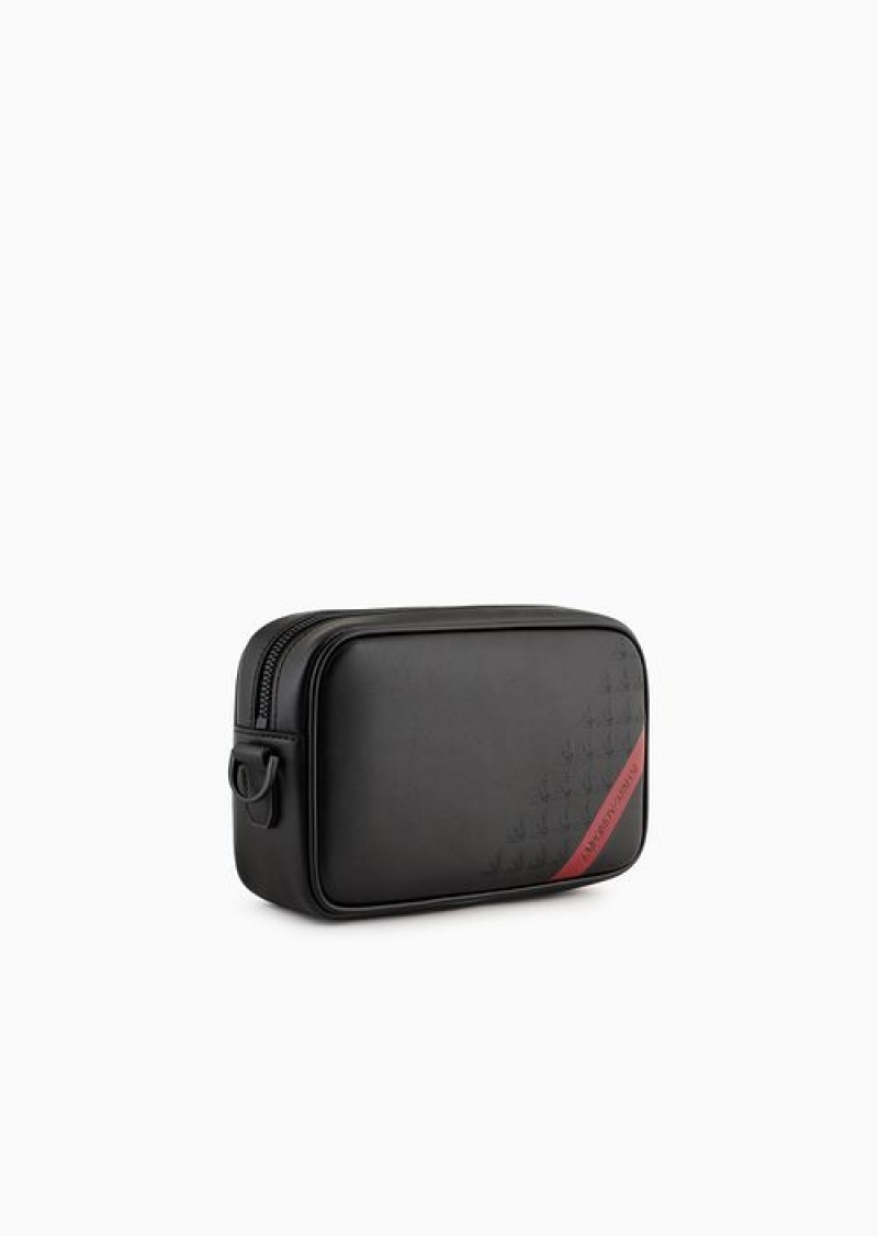 Pattern Emporio Armani Smooth Regenerated Leather Washbag With Asv Red Band | EA-SN59256