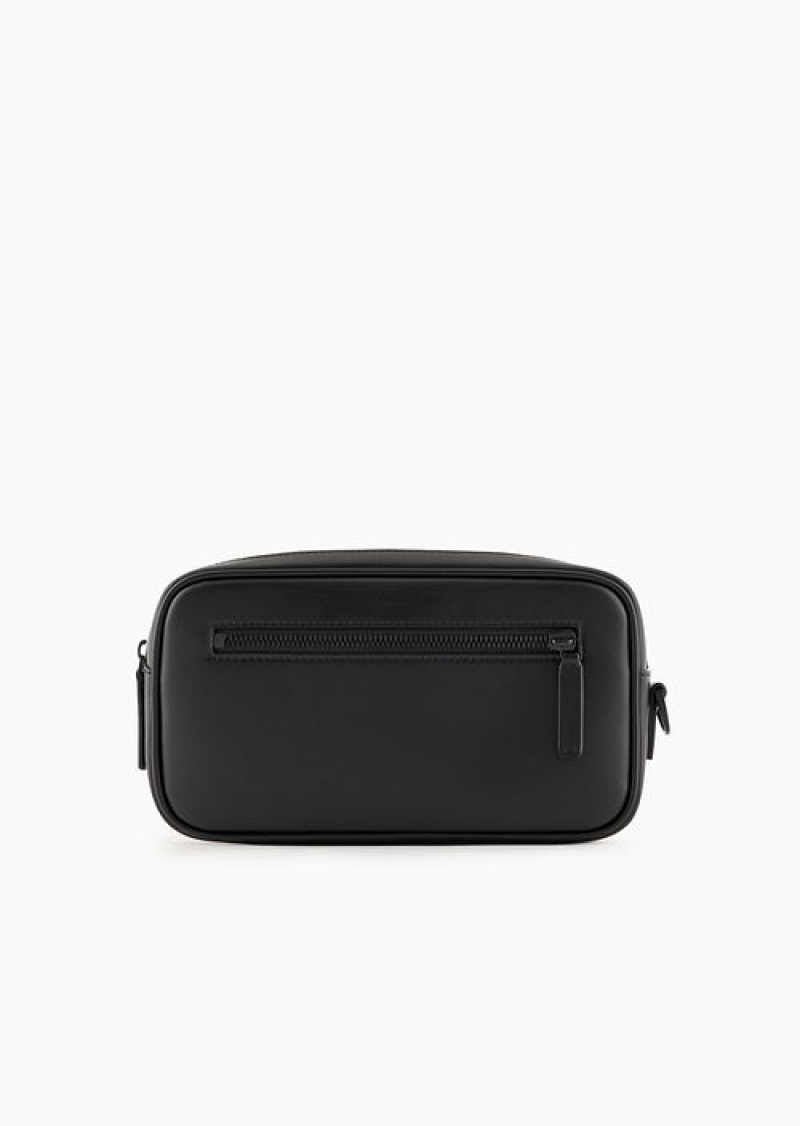 Pattern Emporio Armani Smooth Regenerated Leather Washbag With Asv Red Band | EA-SN59256