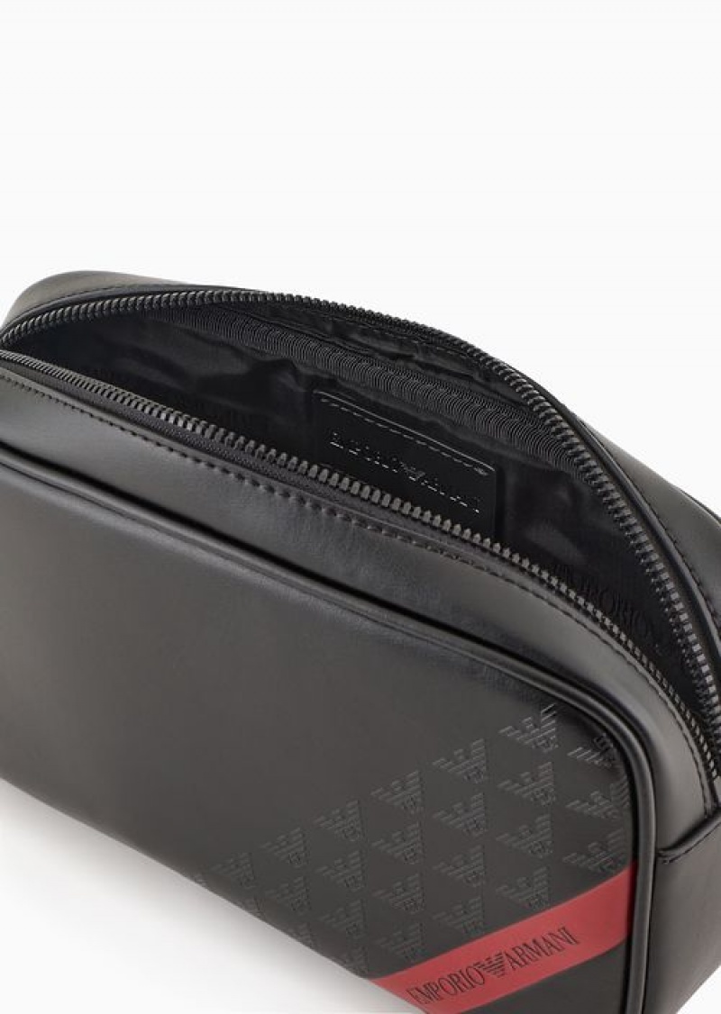 Pattern Emporio Armani Smooth Regenerated Leather Washbag With Asv Red Band | EA-SN59256