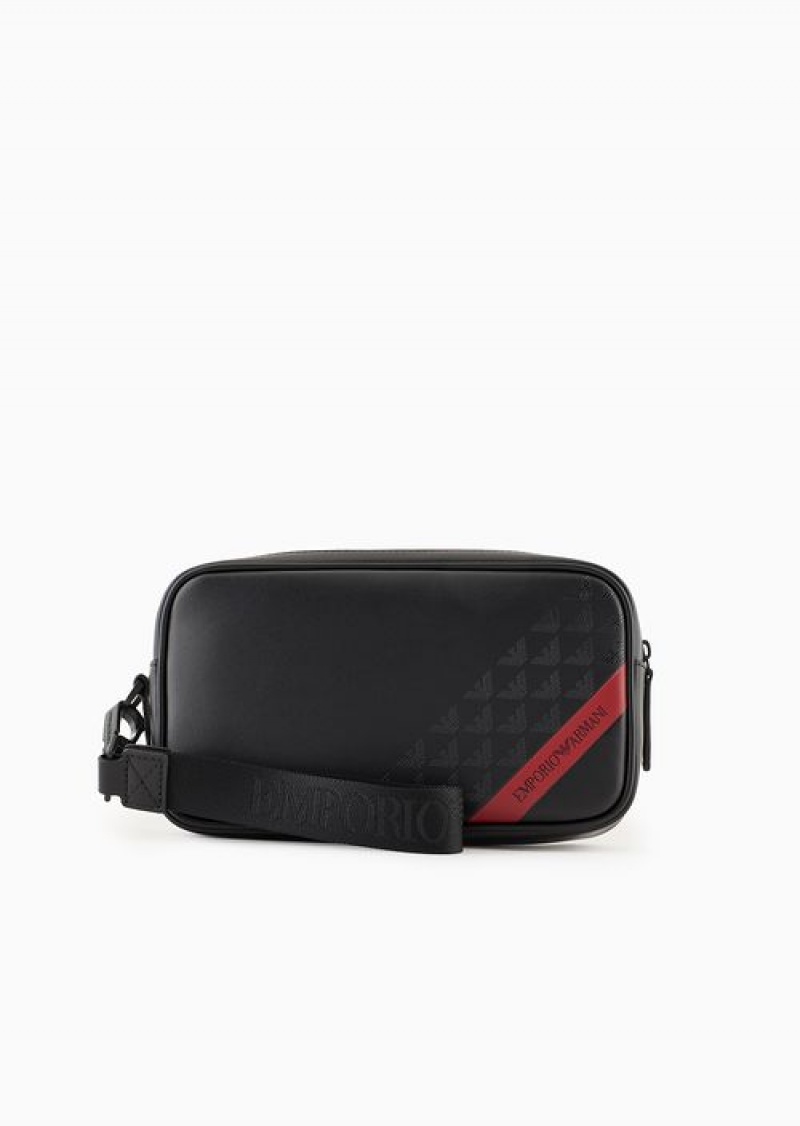 Pattern Emporio Armani Smooth Regenerated Leather Washbag With Asv Red Band | EA-SN59256