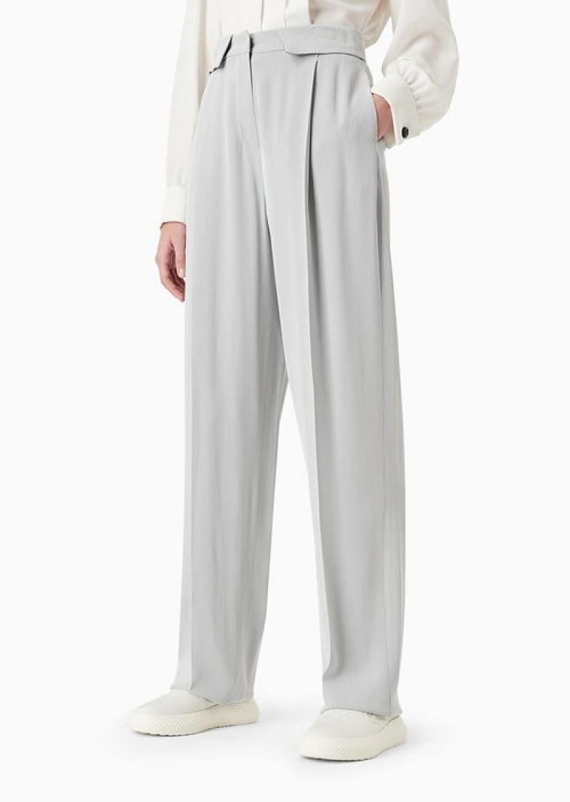 Pattern Emporio Armani Trousers With Turned-up Cuffs And A Chevron Micro Pattern | EA-SN56846