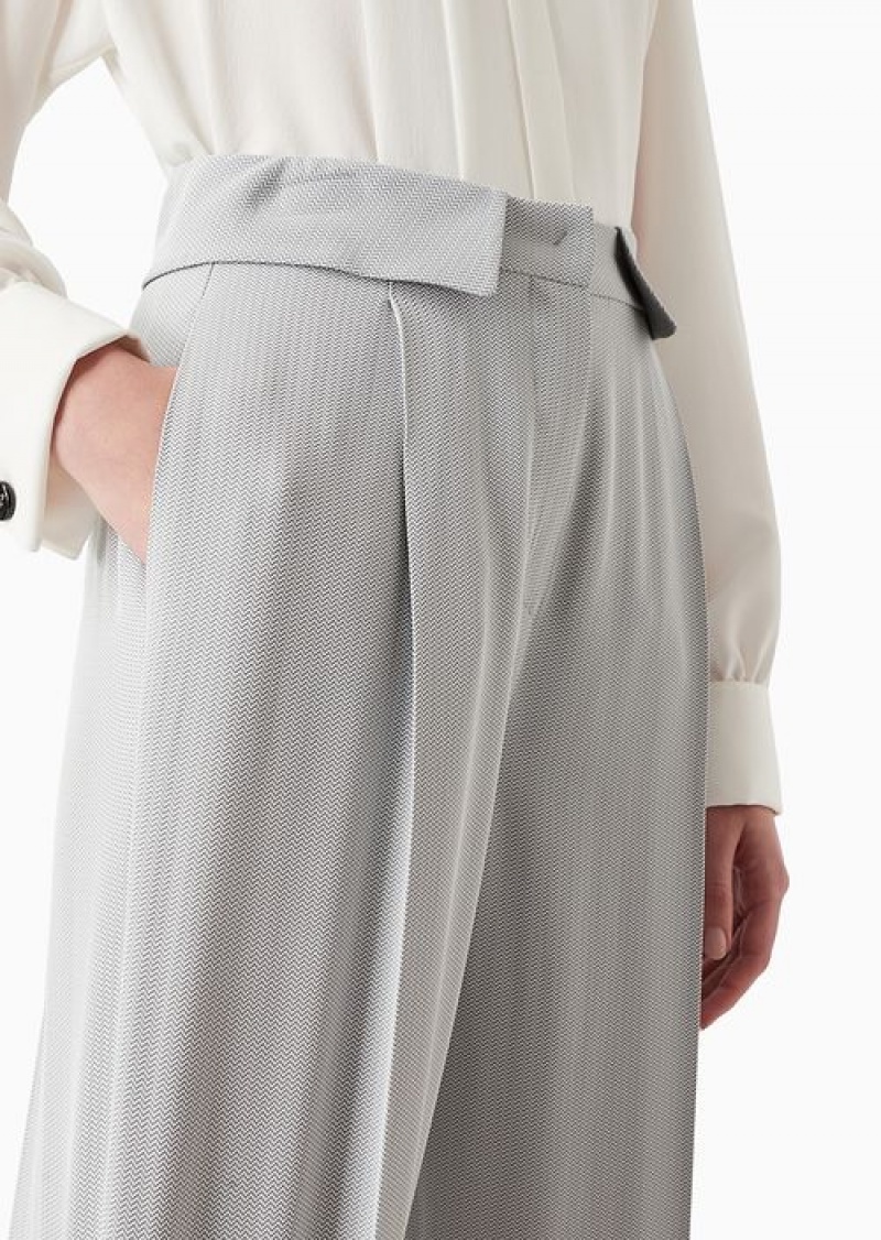 Pattern Emporio Armani Trousers With Turned-up Cuffs And A Chevron Micro Pattern | EA-SN56846