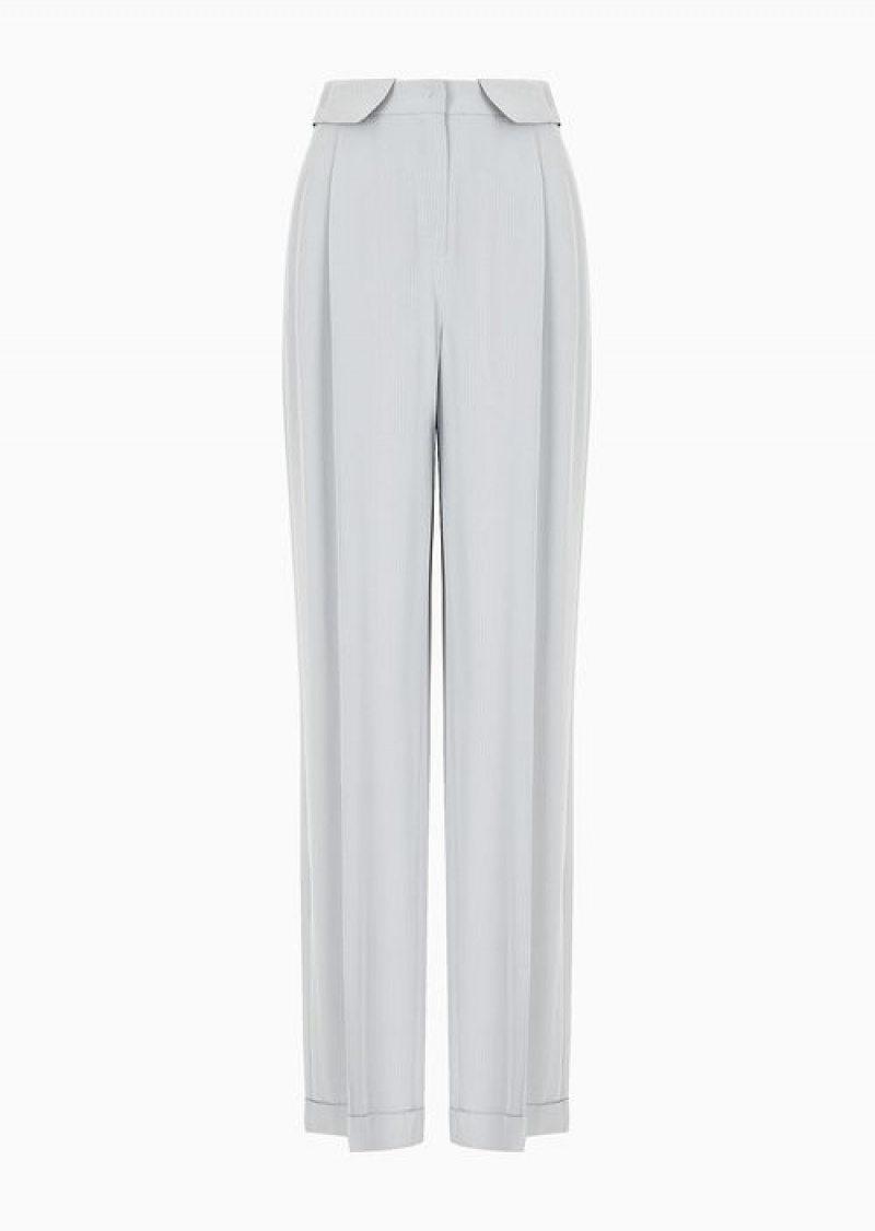 Pattern Emporio Armani Trousers With Turned-up Cuffs And A Chevron Micro Pattern | EA-SN56846