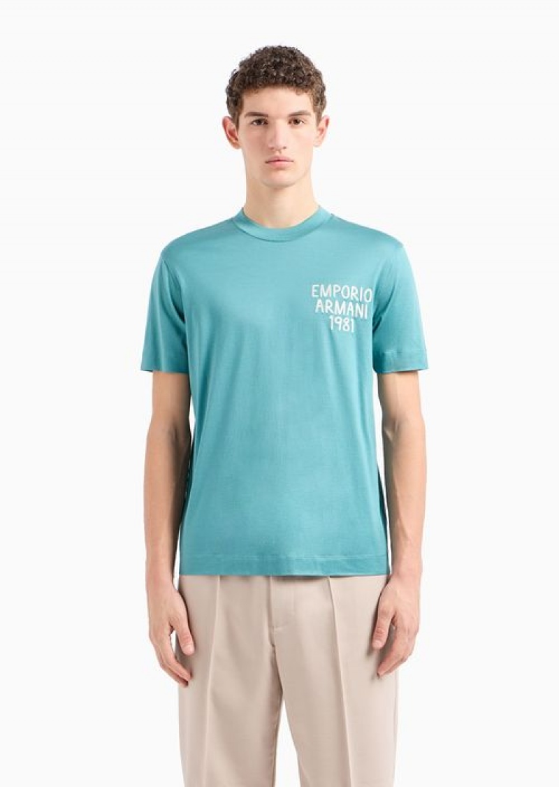 Petroleum Emporio Armani Regular Fit T-shirts | EA-SN58749