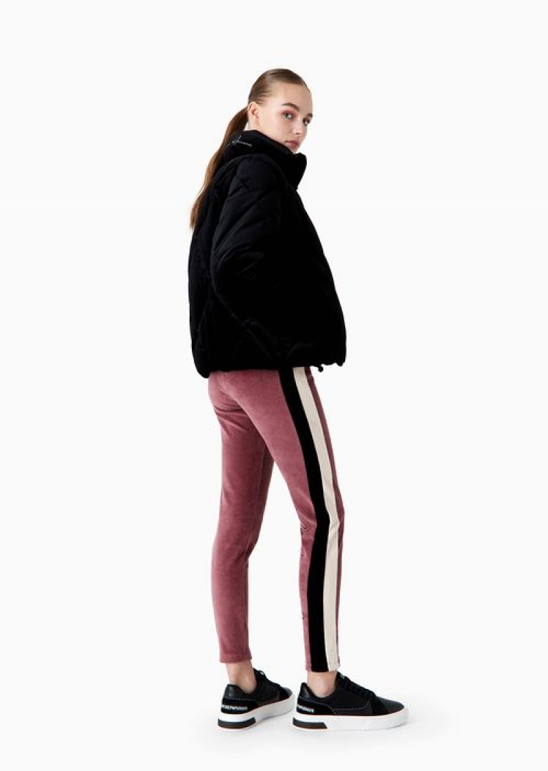 Pink Emporio Armani Athletic Velour Velvet Leggings | EA7-SN59540